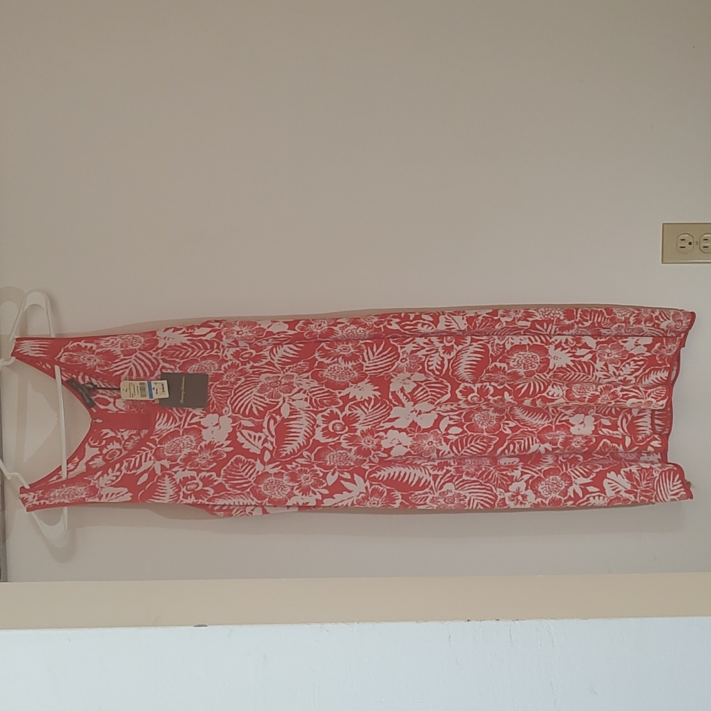 NTW Tommy Bahama Del Lago Floral Dress Bright Coral Size XL/TG/16